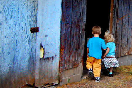 Kids in the barn
