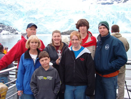 family picture at glaciers in Alaska