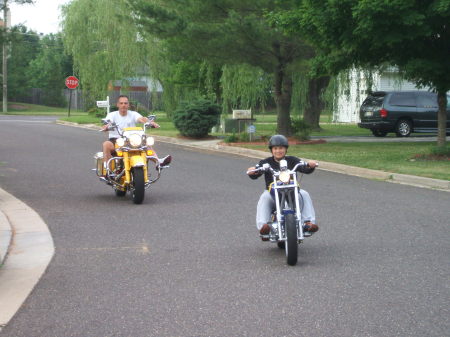 Michael & David on their motorcycles.