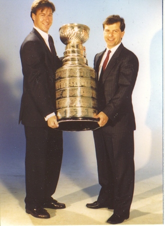 Mark Hall and Kevin Lowe with Stanley at my office