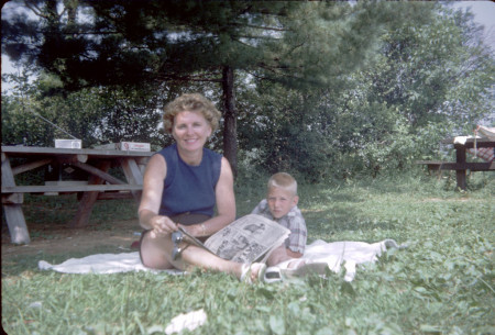 mommy and robert on picnic grass