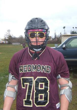 Zac looking ridiculous at a lacrosse game