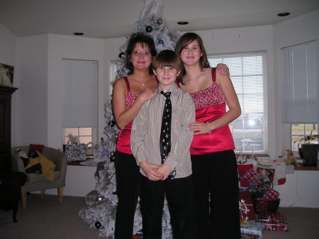 The kids and I infront of our Christmas tree