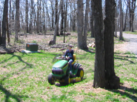 Sarah on the John Deere