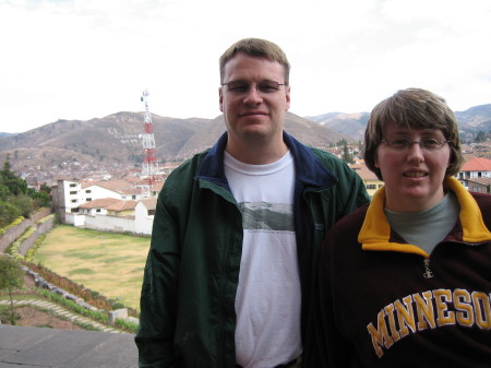 my wife and me in peru