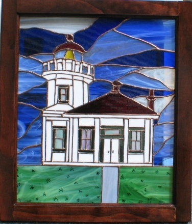 Mukeltio Lighthouse stained glass