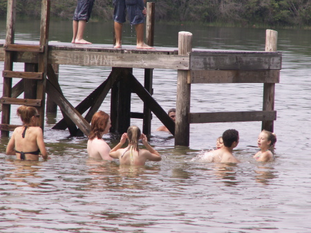 Me and the kids cooling off after trail ride