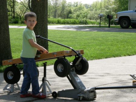 Chase "working" on his wagon