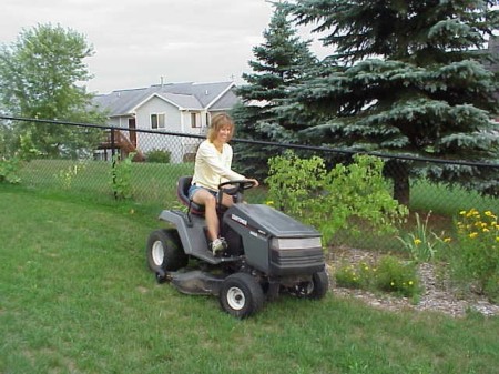 Wife on tractor...