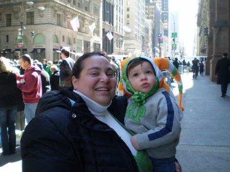 mommy n t.j at st. patty's day parade