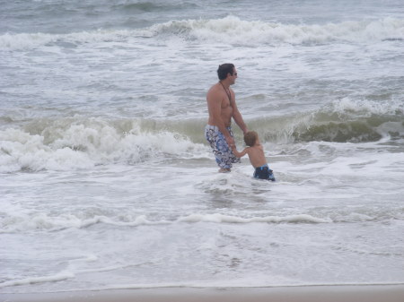 battling huge 2ft va beach waves :)