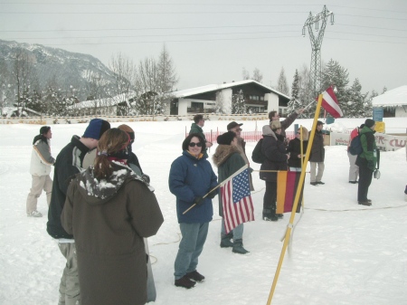 the token American at the ski race!