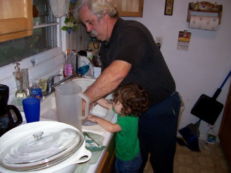 Me Cole washing dishes