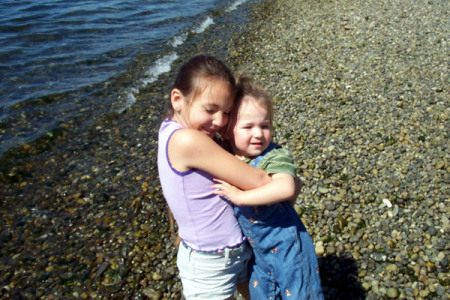 Chloe and Kelsey hugging