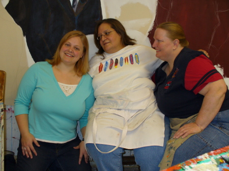 Michelle, Wanda, and Sarah in painting class