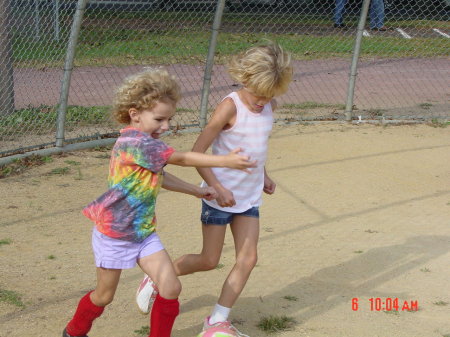 Madelyn & Rhiannon playing soccer this fall