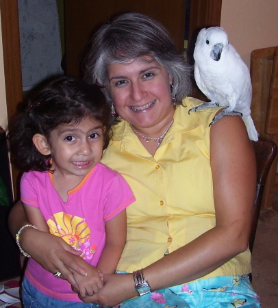 w/ my niece & pet bird