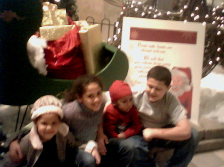 My four babies at the mall at Christmas time