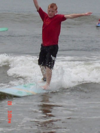 Son Brandon Surfing in Hawaii