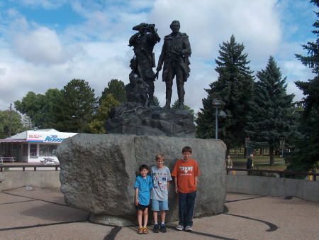 Andrew and Dillon with cousin Steele on Lewis and Clark trip Montana