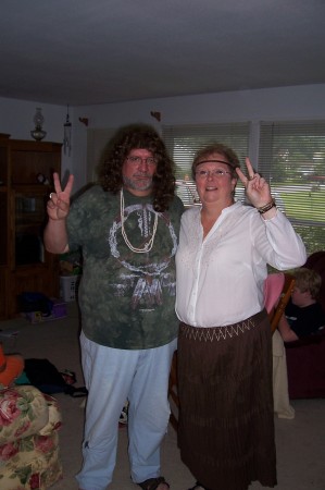 My parents on their way to the 70's party at church.