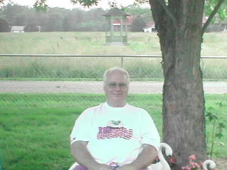 Me relaxing in the back yard