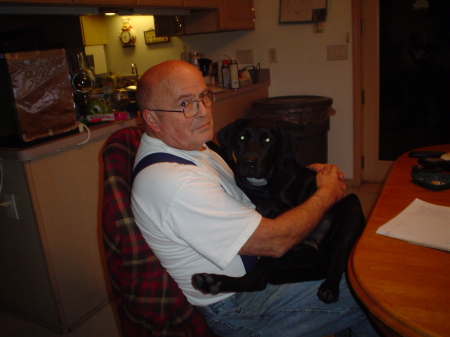 My husband Marsh snd my black lab, Candy