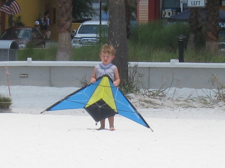 Austin flying kite at Clearwater Beach