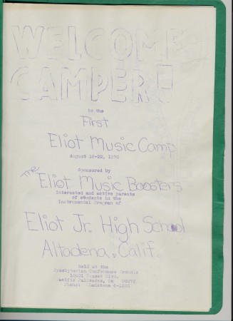 Eliot Jr. High School Band Camp 1970