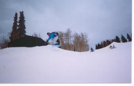 Michelle (my baby) snowboarding at Targhee