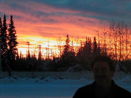 Blazing Alaska sunset in February