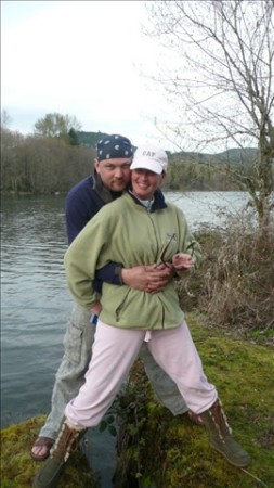 Hanging at the river with my wife Peg in 2010