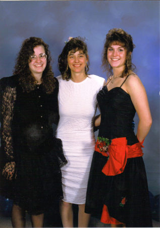 senior prom '90 carmen, heather, kristina