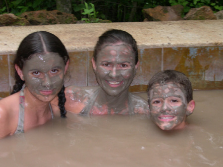 My kids and I taking a mud bath in Costa Rica