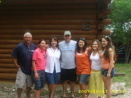 Family pic in front of cabin "g"