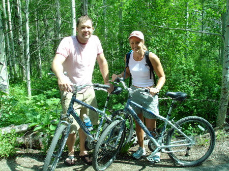 This is my brother Jeff. I made him ride bikes. Vail, Colorado