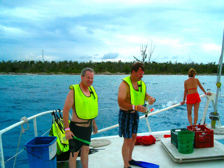 Jim and I snorkeling with the jelly fish