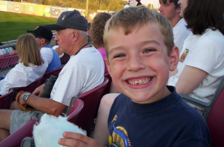 Trey at a Salem Volcanos baseball game