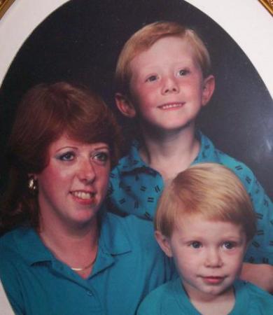 Cindy & sons when young, 1989