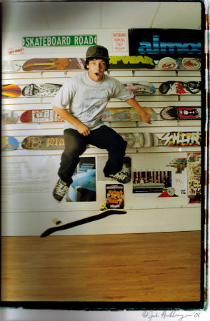 Blair in his skate shop