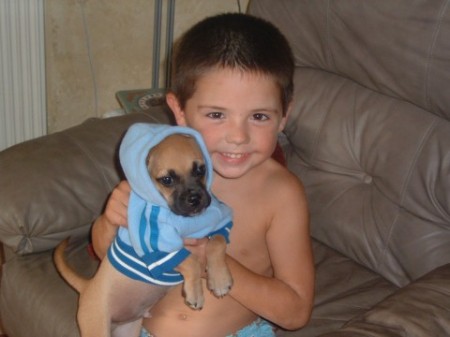 Tyler with our puppy Peanut