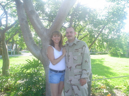 My husband Wes and I in Sanibel Island on vacation before he left for deployment