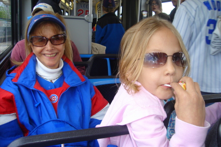mom and aysia on "L" going to cubbies