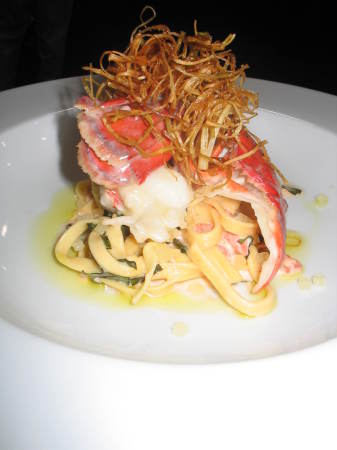 Butter poached lobster w/ guitar string pasta