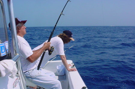 Dad & Tara 8 miles off shore