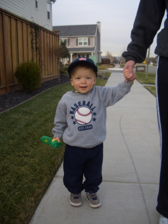 Derek on a walk around the neighborhood