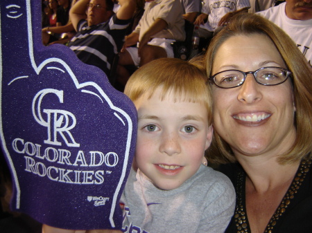 Patrick and Mom at a Rockie's game