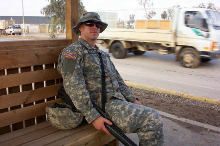 Hanging out at the bus stop in Iraq