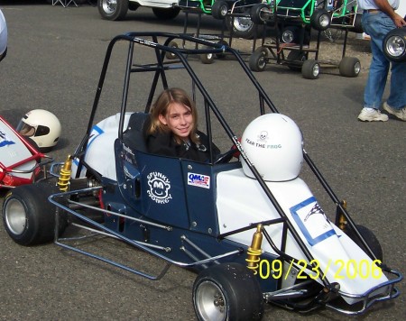 Andi in her race car (Quarter Midget)