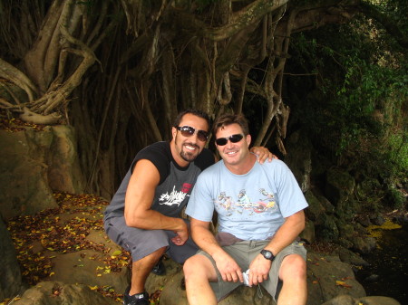 me & Adam in Hawaii chill'in under the tree's